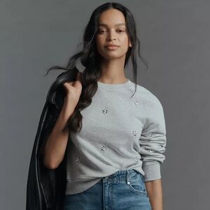 PAIGE Ordenna Light Gray Embellished Sweatshirt